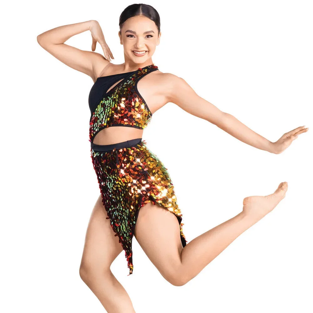 Pre-Owned Dance Costume Medium Child Orange 10th House TH24158 Jazz Tap Acro Mu
